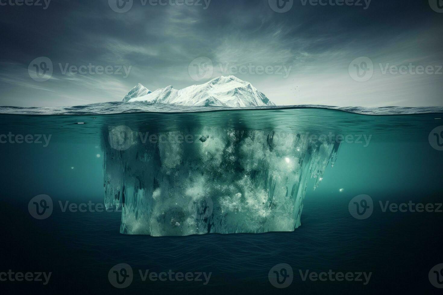 Underwater iceberg. Generate Ai photo