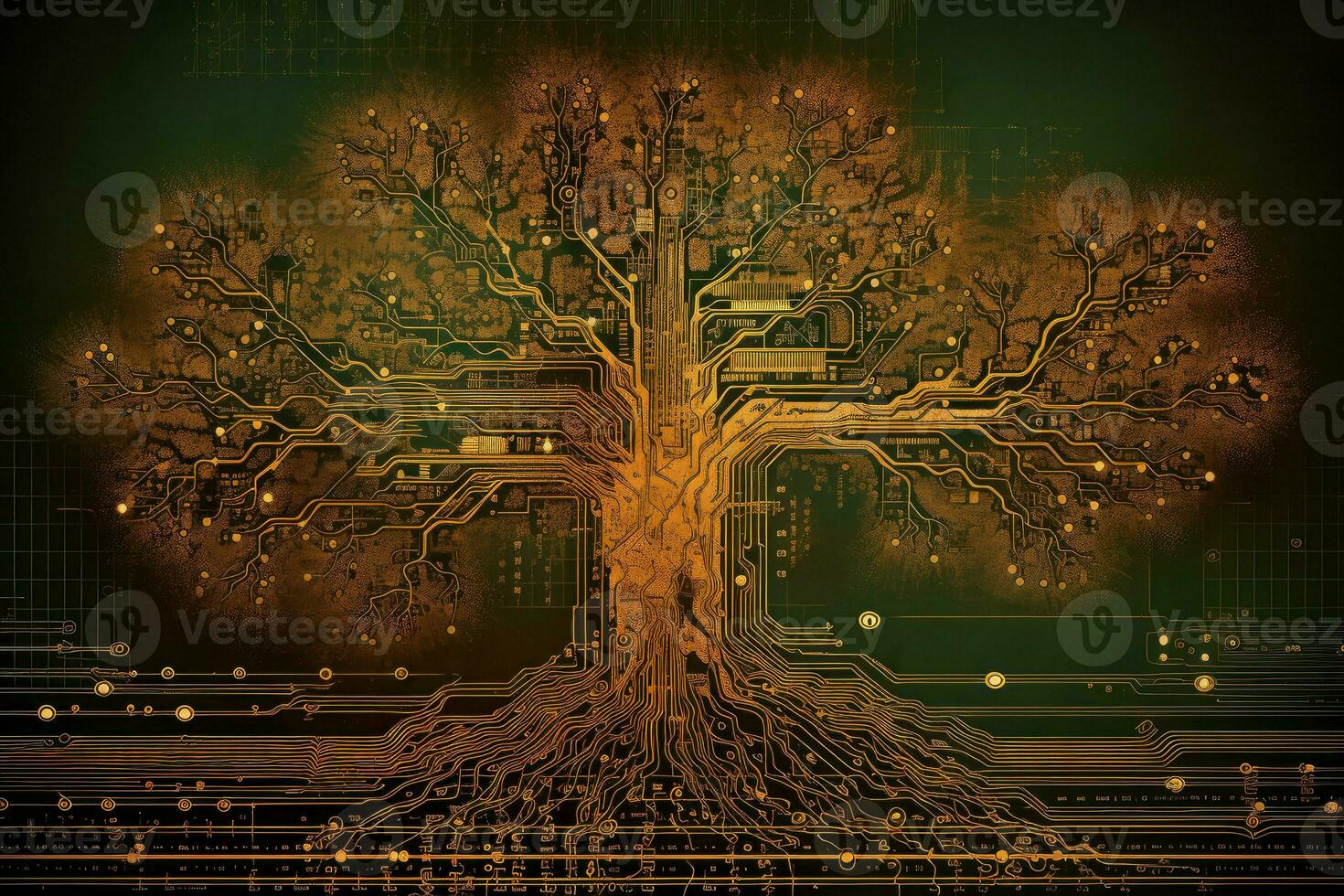 Printed digital circuit. Generate Ai photo