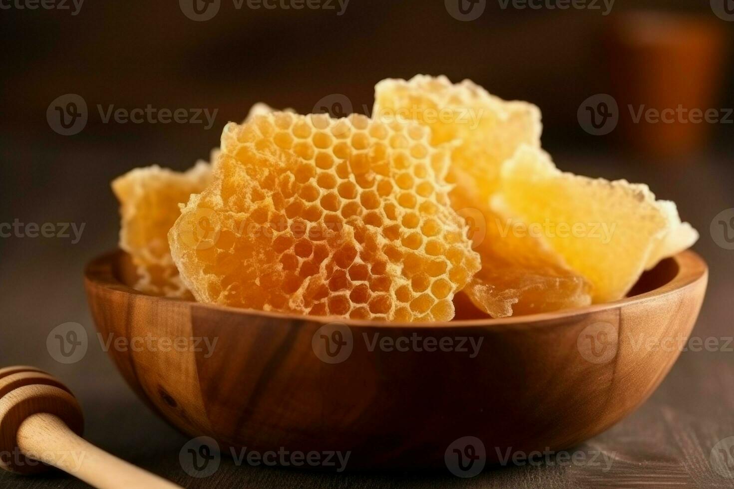 Fresh honeycombs wood. Generate Ai photo