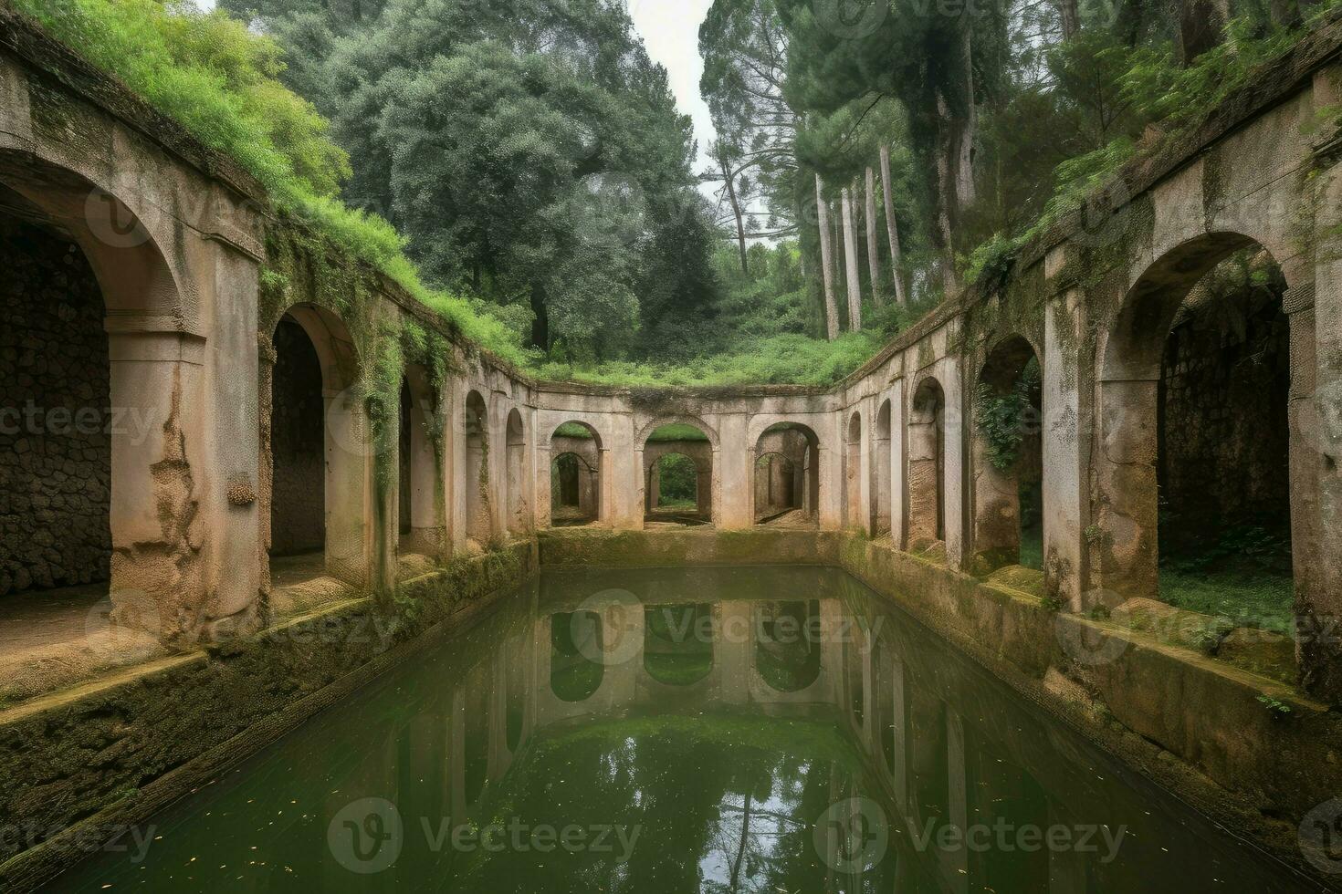 Ancient cistern ruins architecture. Generate Ai photo
