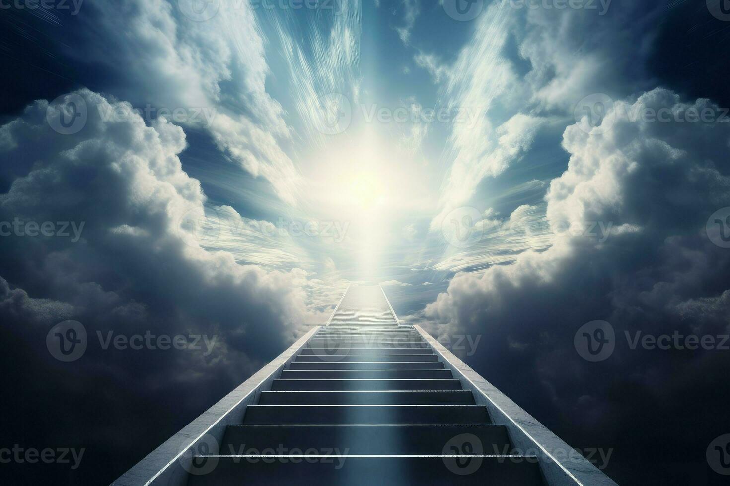 Heaven afterlife stairs sunlight. Generate Ai photo