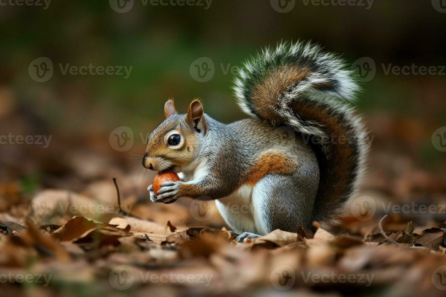 Squirrel acorn forest. Generate Ai photo