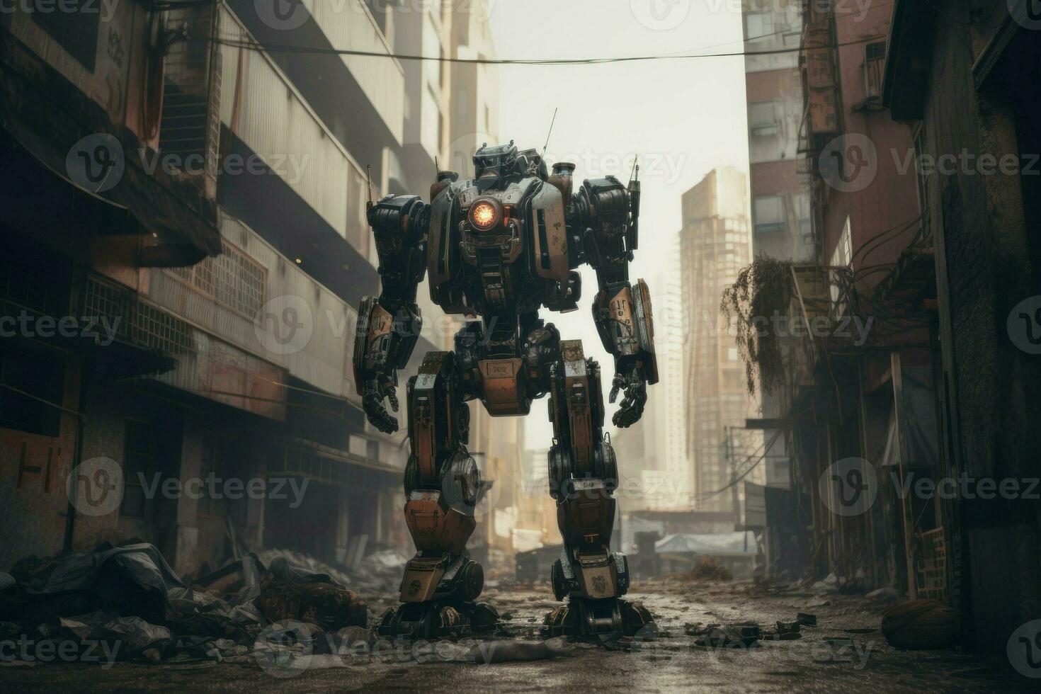 Giant city robot. Generate Ai photo
