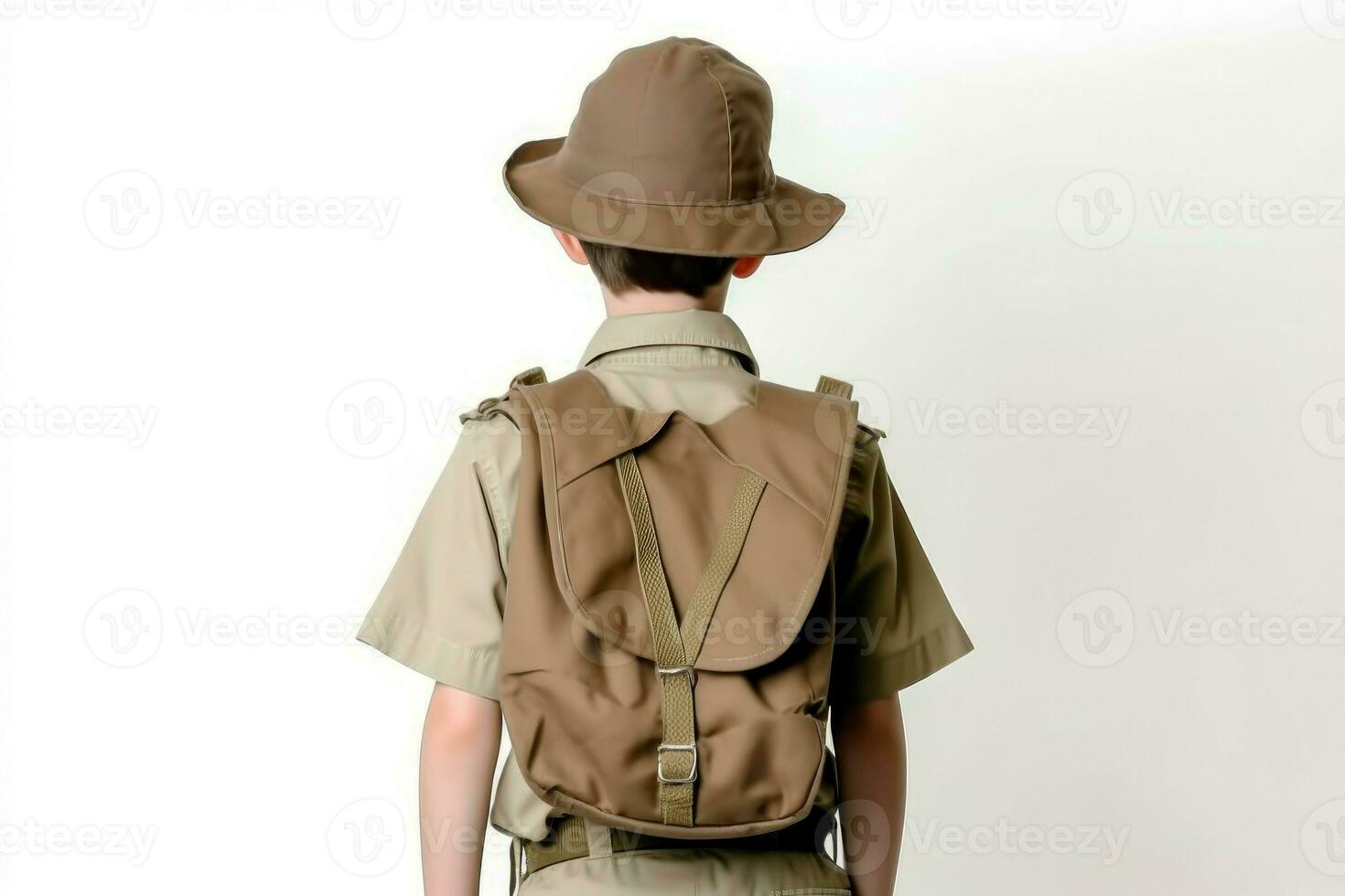 Back view of scout boy isolated. Generate Ai photo