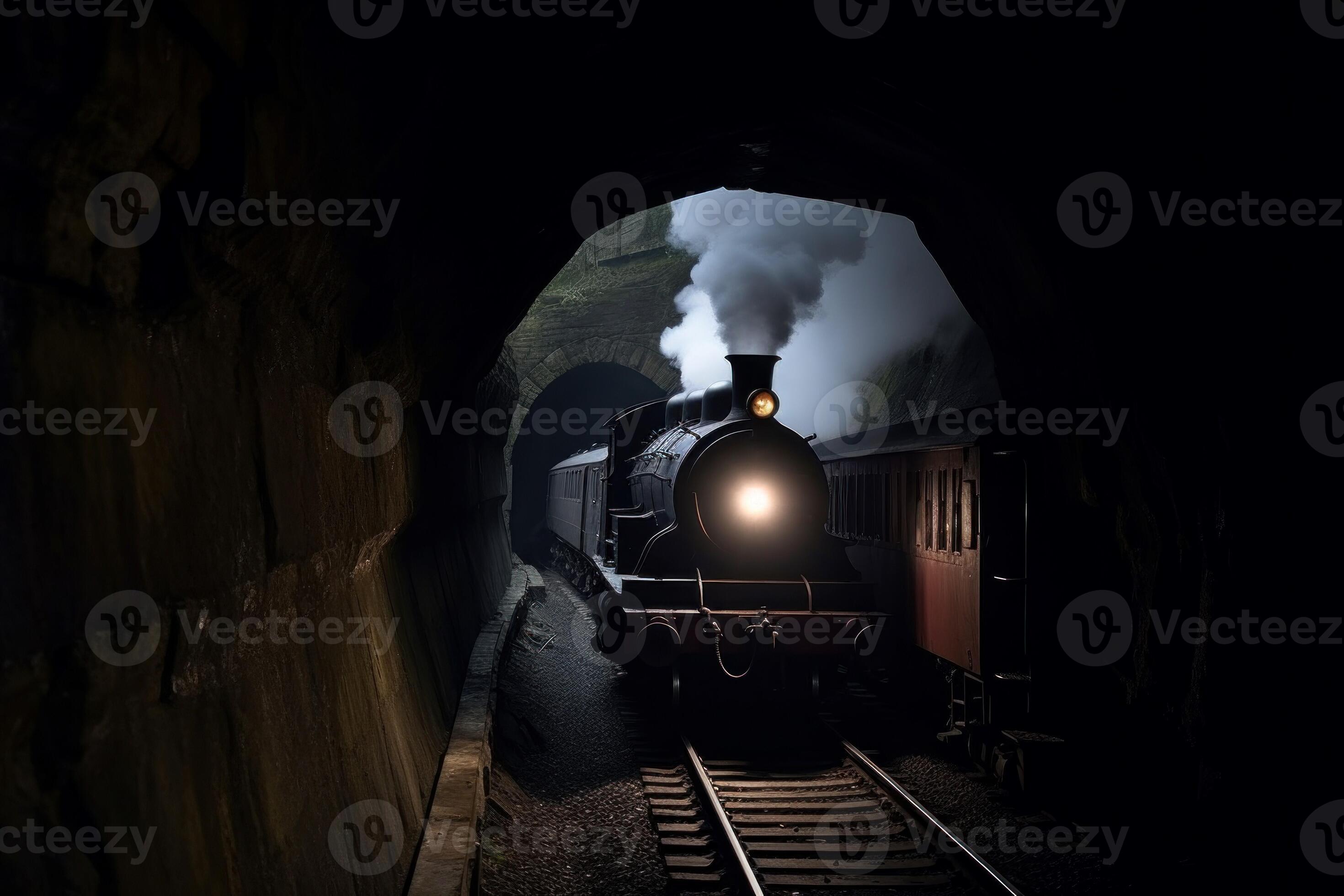 Steam train tunnel light. Generate Ai 23440888 Stock Photo at Vecteezy