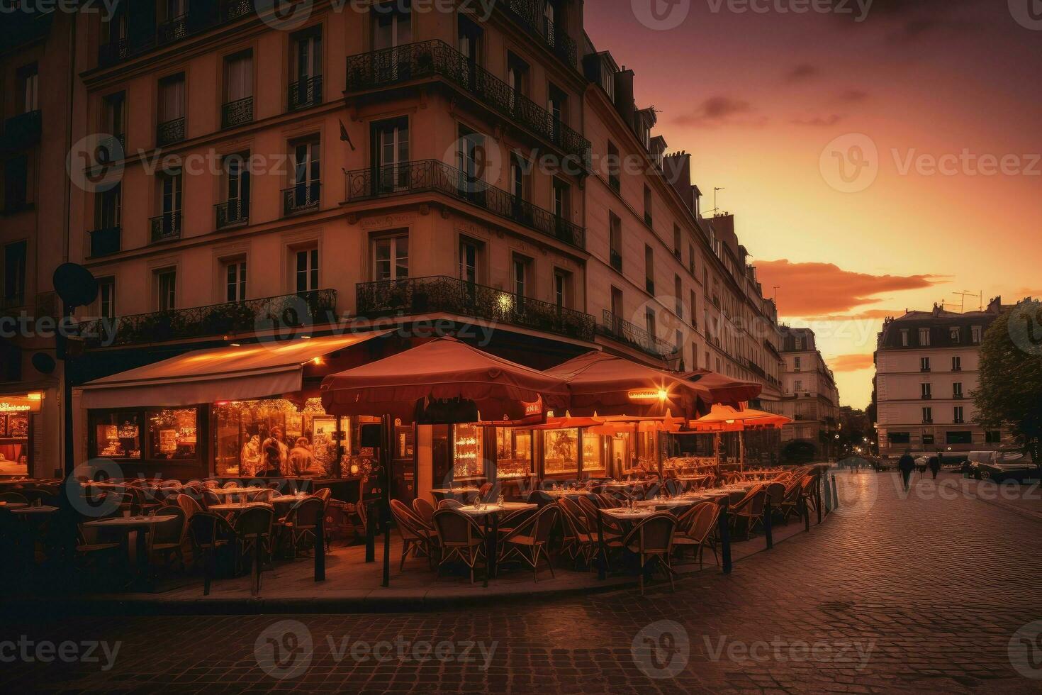 Street paris cafe. Generate Ai photo