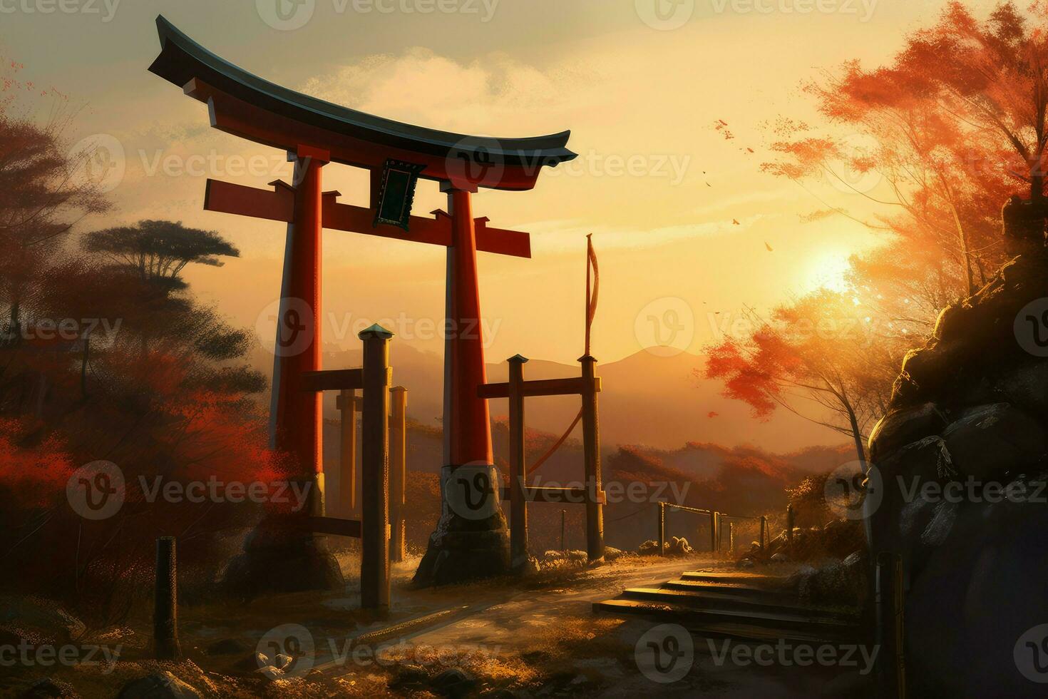 Japan gate digitalart. Generate Ai photo