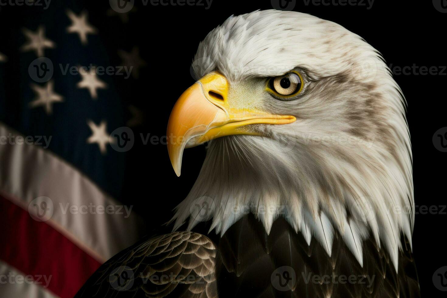 Bald eagle american flag. Generate Ai photo