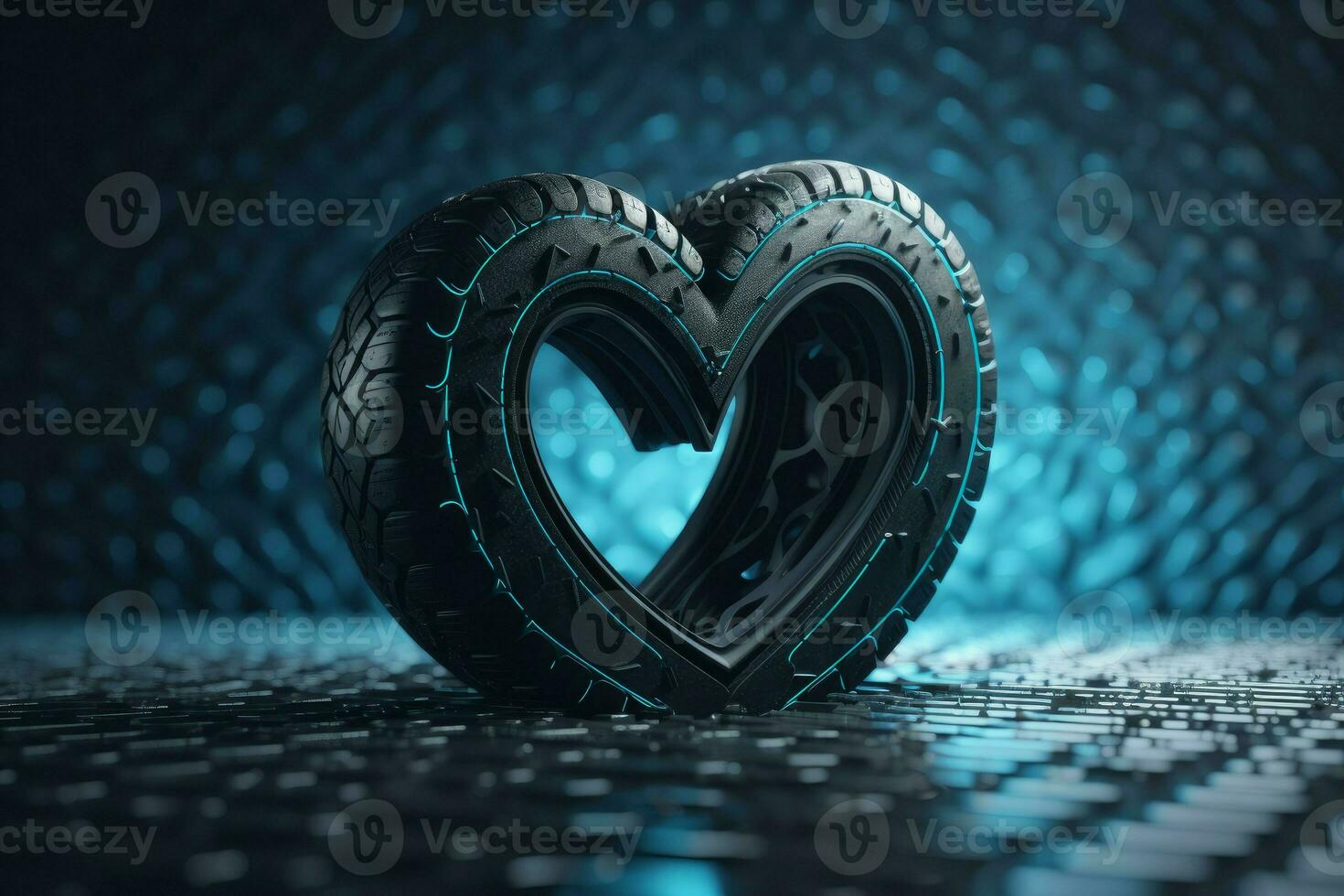 Car tire heart shape. Generate Ai photo