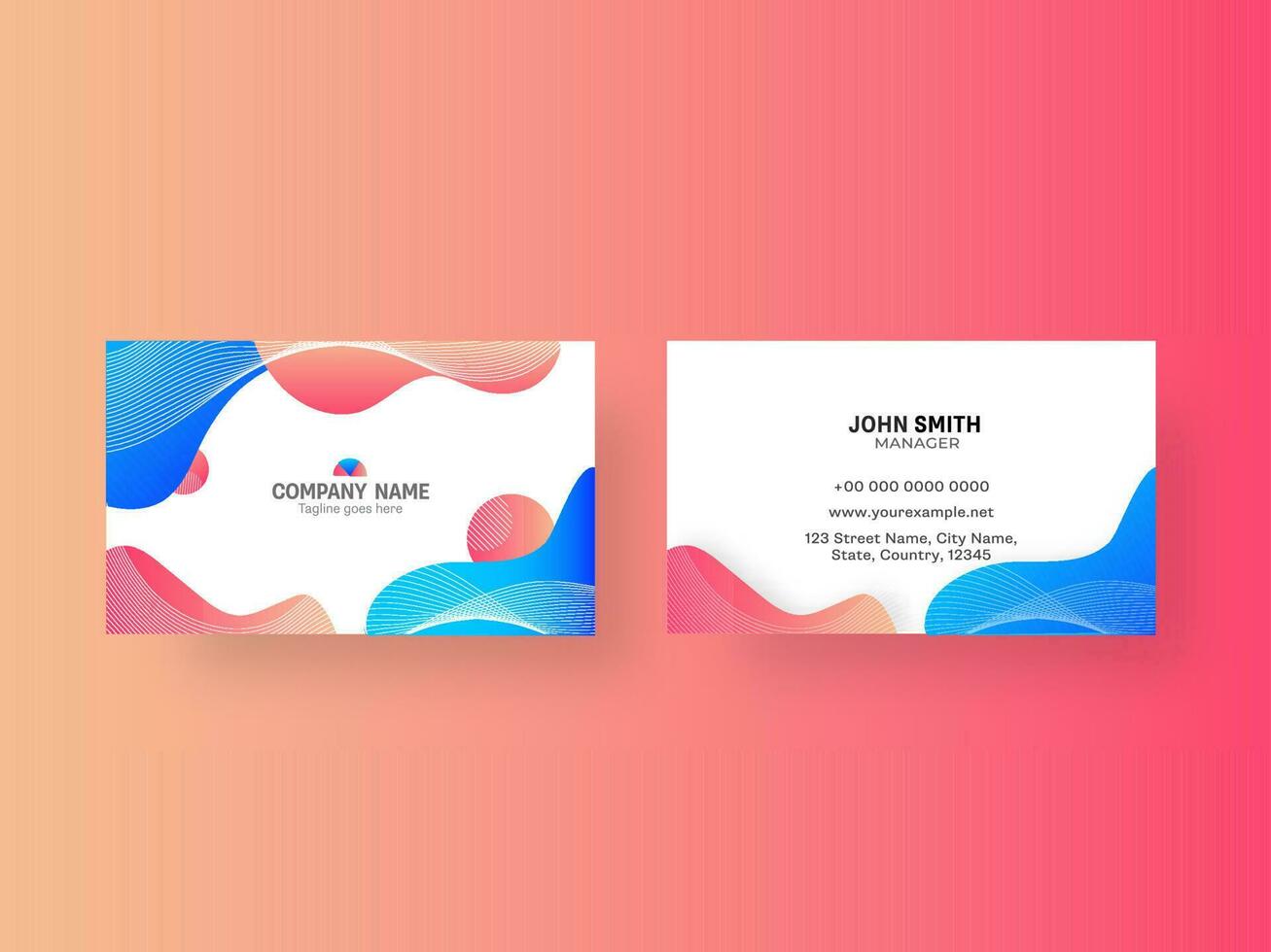 Abstract Business Or Visiting Card With Double-Sides Present On Gradient Background. vector