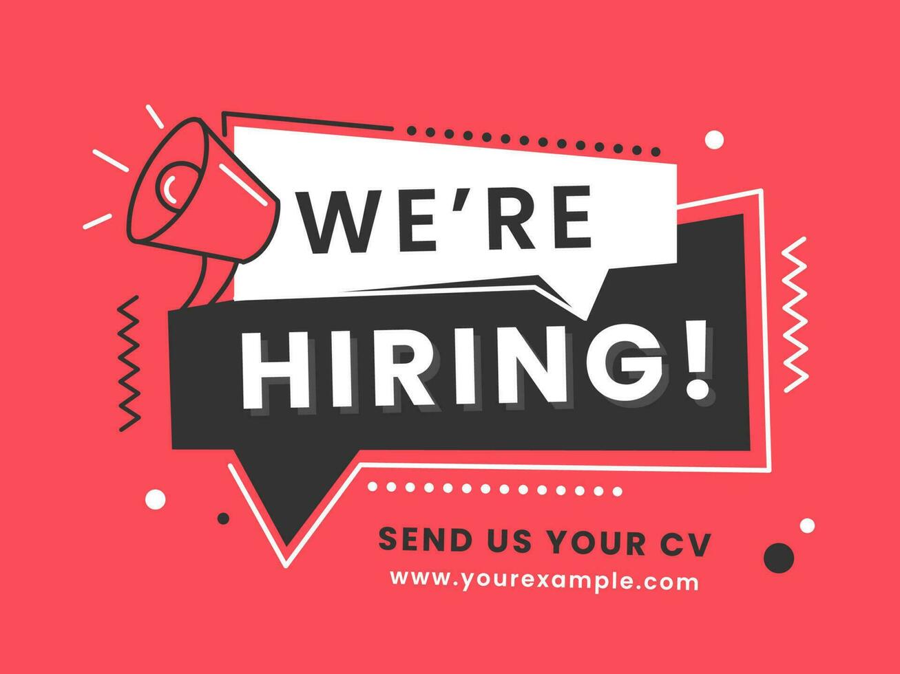 Advertising Poster Design With Loudspeaker For We're Hiring Join Our Team. vector