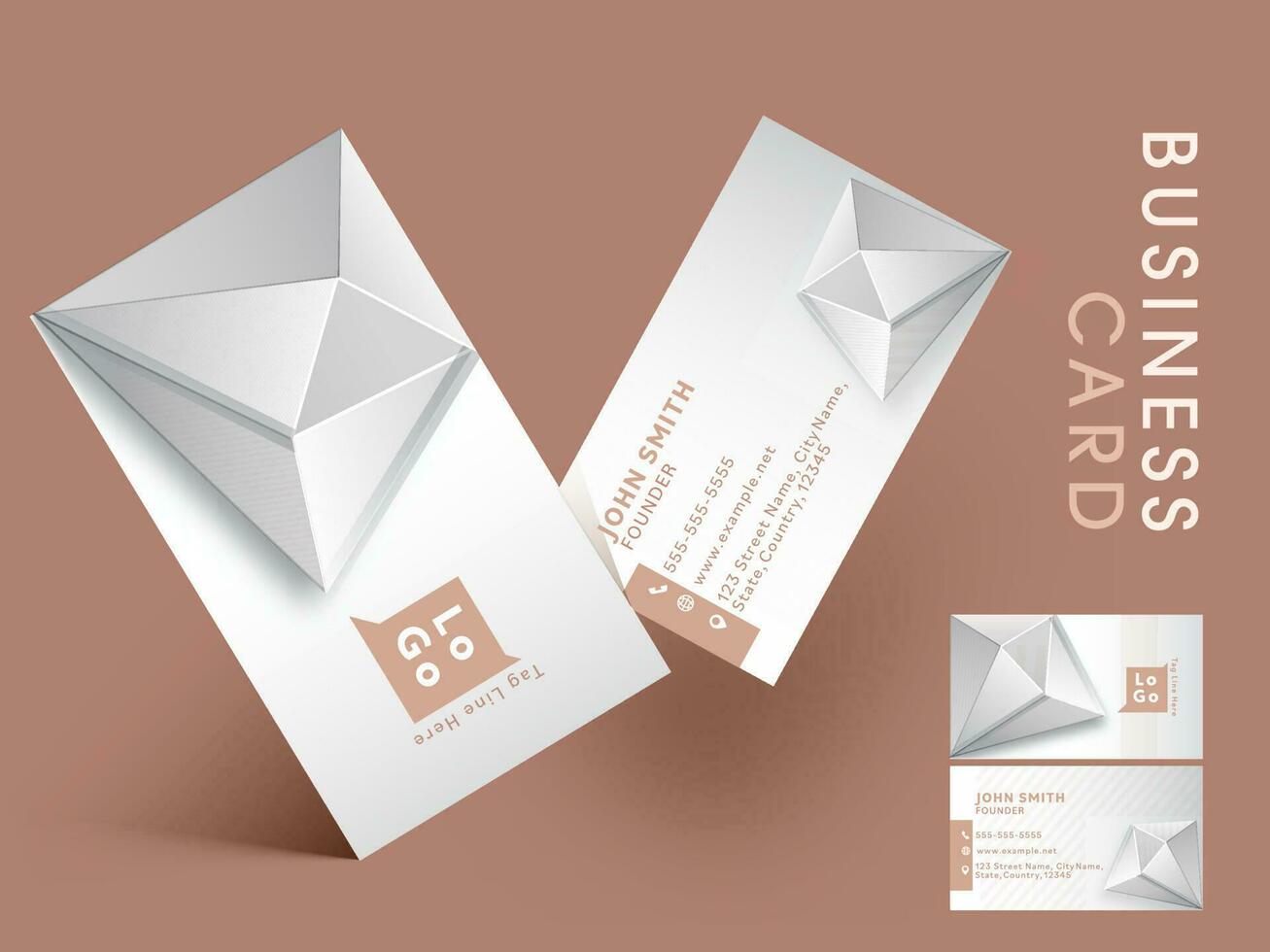 Front And Back View Of Business Card Templates With 3D Diamond. vector