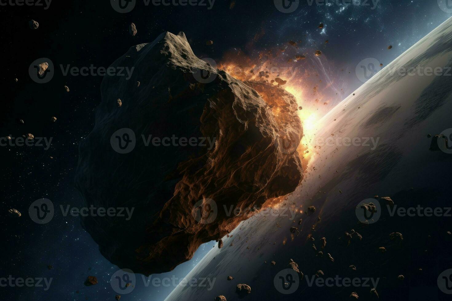 Earth space asteroid. Generate Ai photo