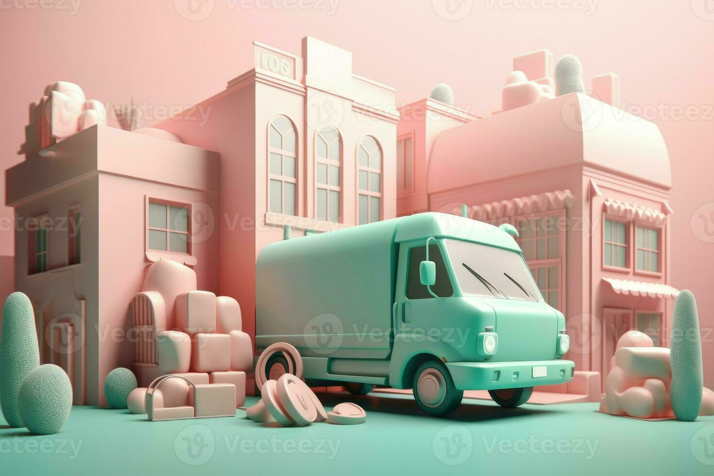 Delivery service truck. Generate Ai photo