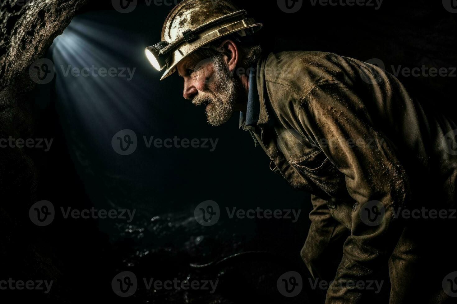 Miner digging mine industry. Generate Ai photo