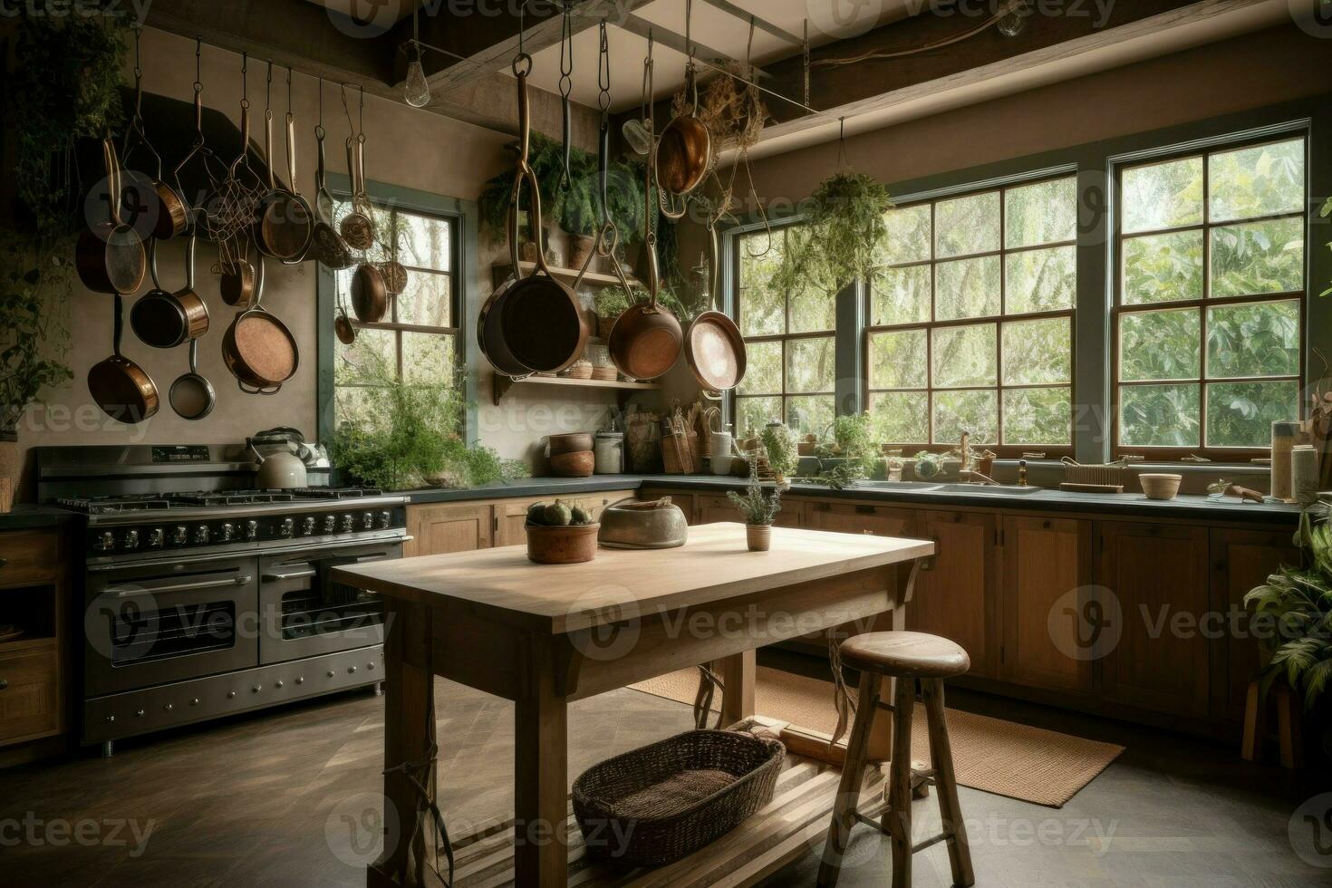 Rustic kitchen. Generate Ai photo
