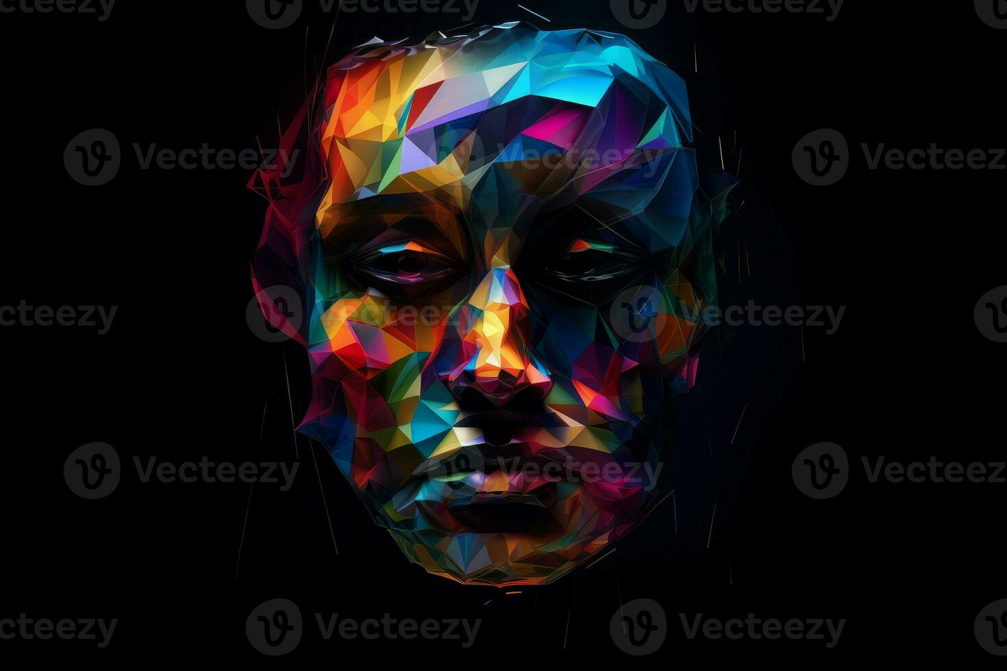 Digital abstract human face. Generate Ai photo