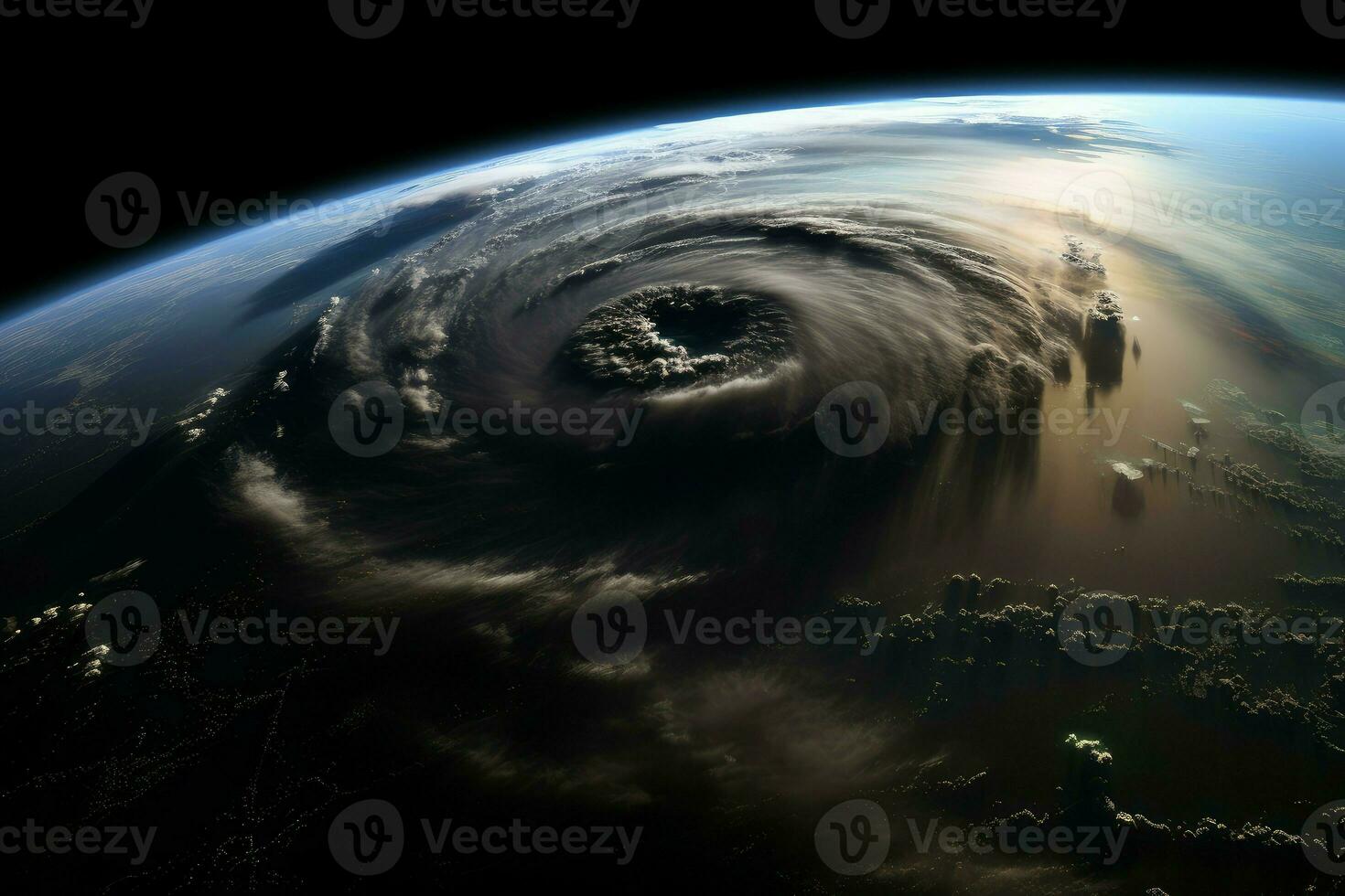 Tornado vortex view. Generate Ai photo