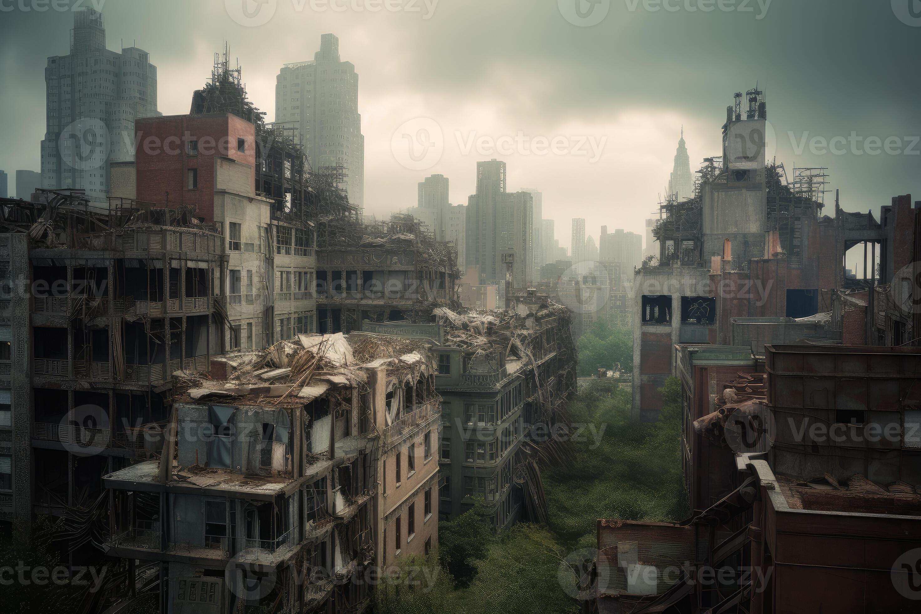 Post apocalyptic New York city. Generate Ai 23441303 Stock Photo at