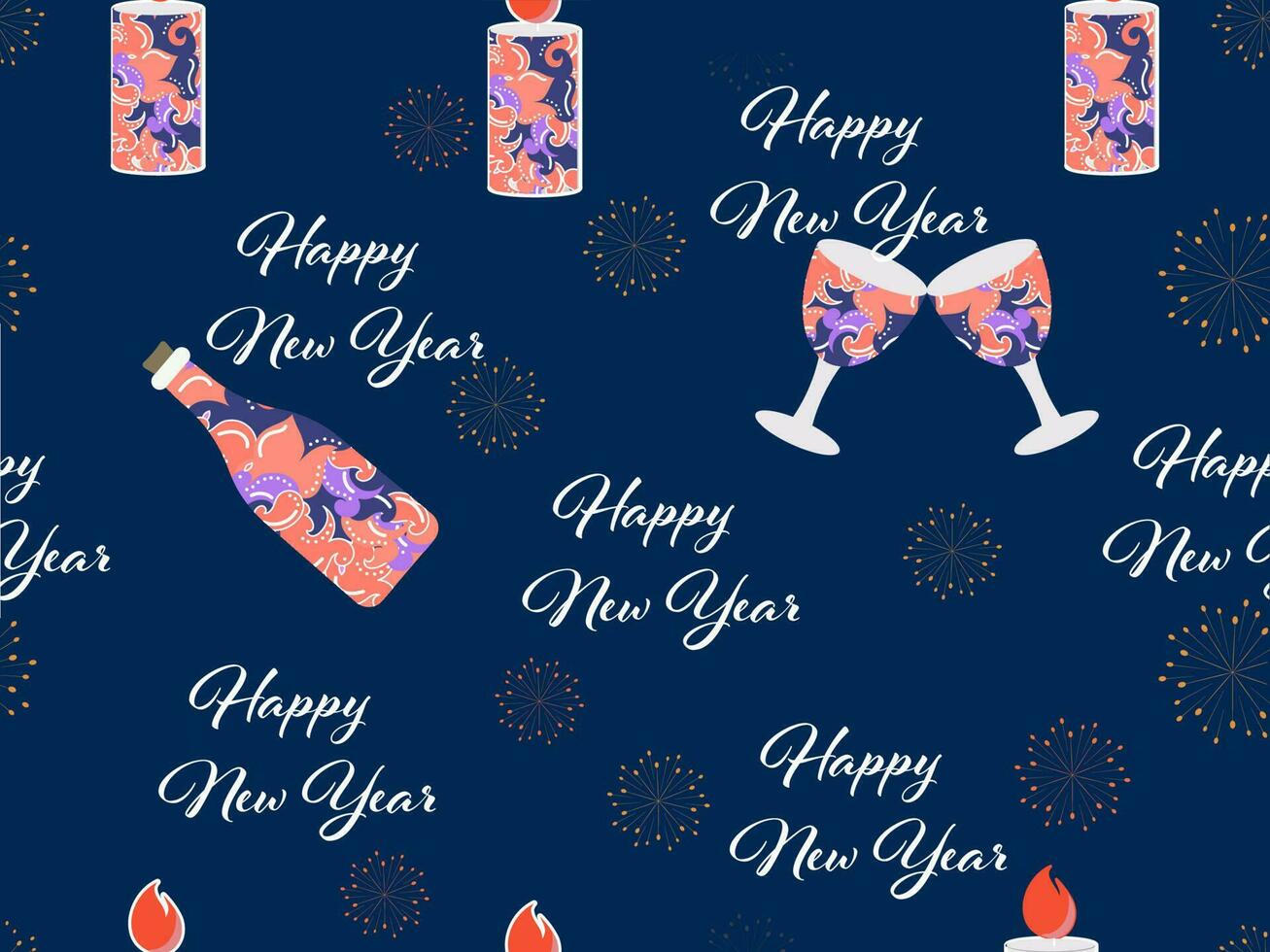 Seamless Happy New Year Theme Pattern Background. vector