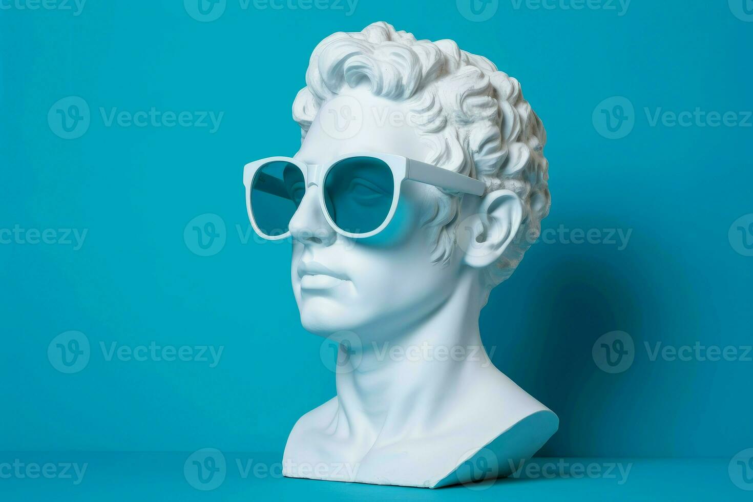 Plaster head with sunglasses. Generate Ai photo