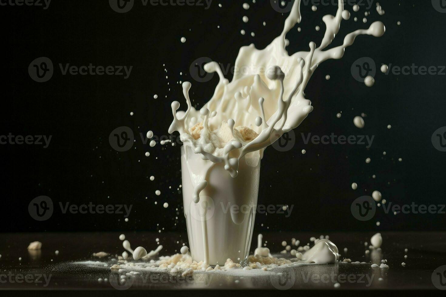 Vanilla milk splash cocktail. Generate Ai photo