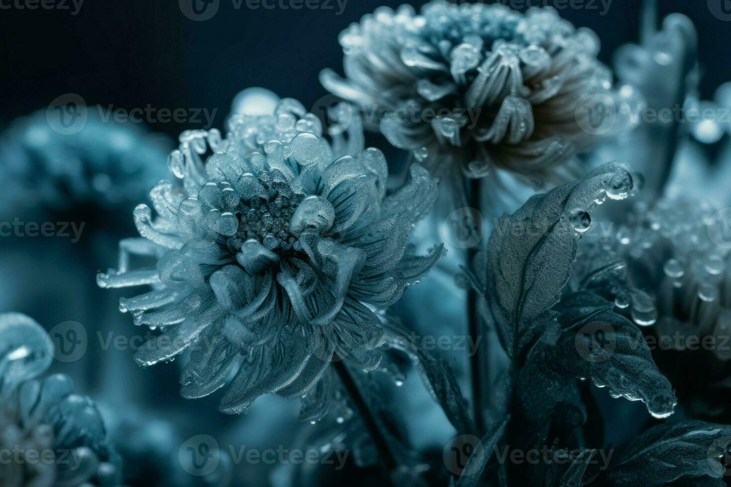 Frozen blue flower plant. Generate Ai photo