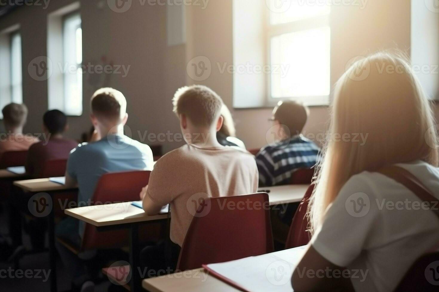 espalda ver estudiantes clase estudiar. generar ai foto