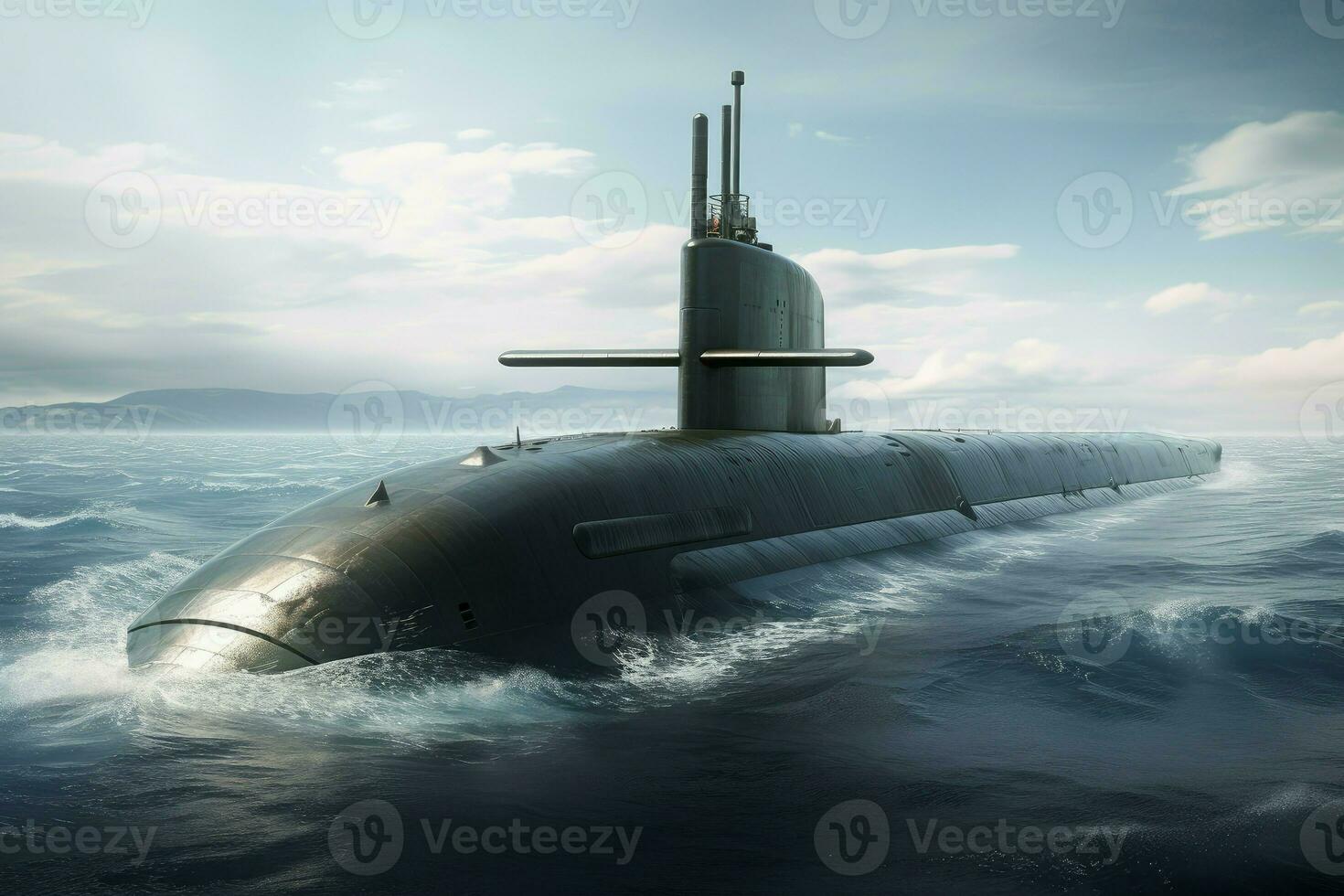 Military submarine. Generate Ai photo