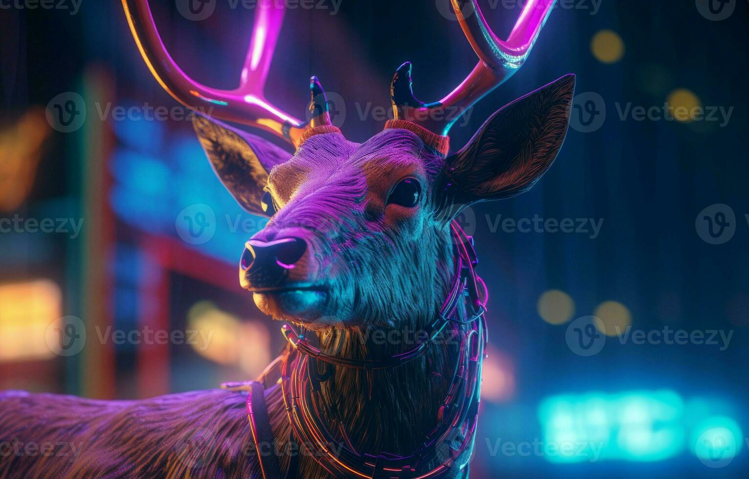 Cyberpunk deer. Generate Ai photo
