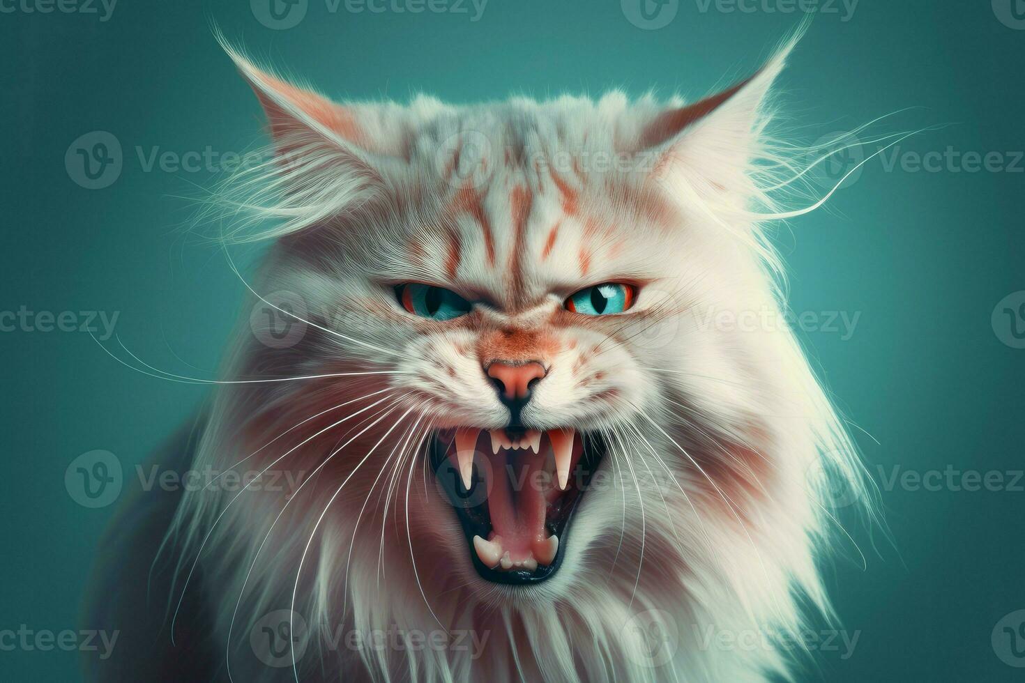 Hissing angry cat. Generate Ai photo