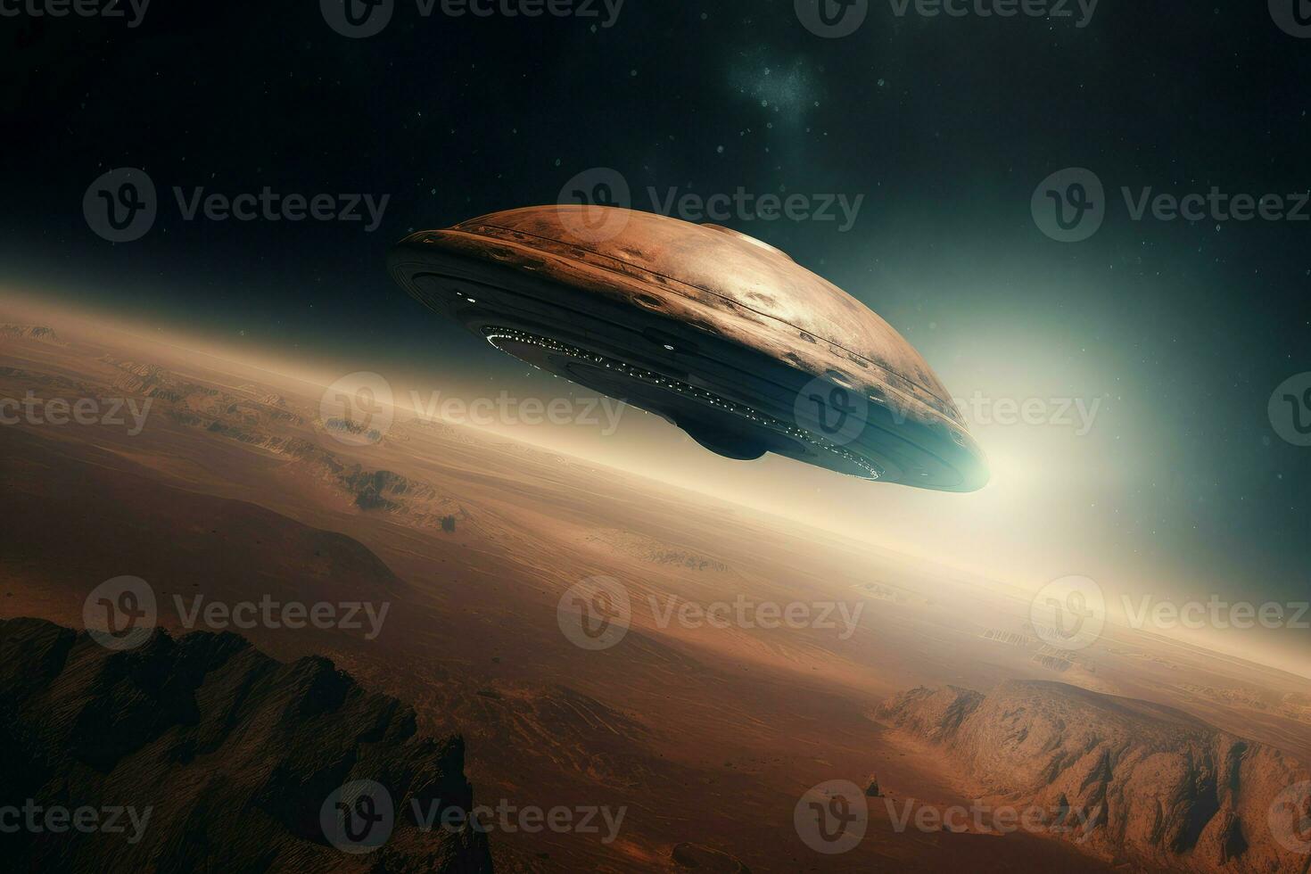 Ufo mars planet space. Generate Ai photo