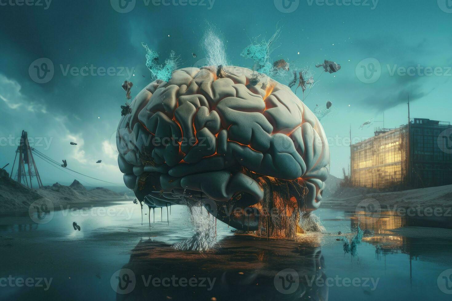 Surreal brain. Generate Ai photo