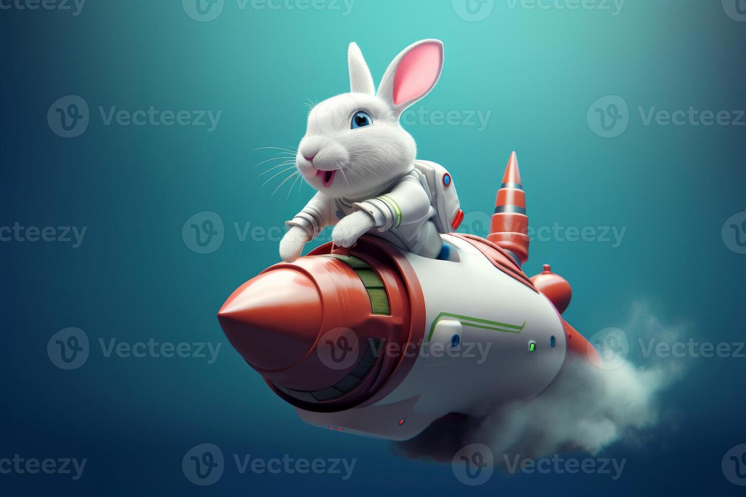 Rabbit riding on rocket. Generate Ai 23441770 Stock Photo at Vecteezy