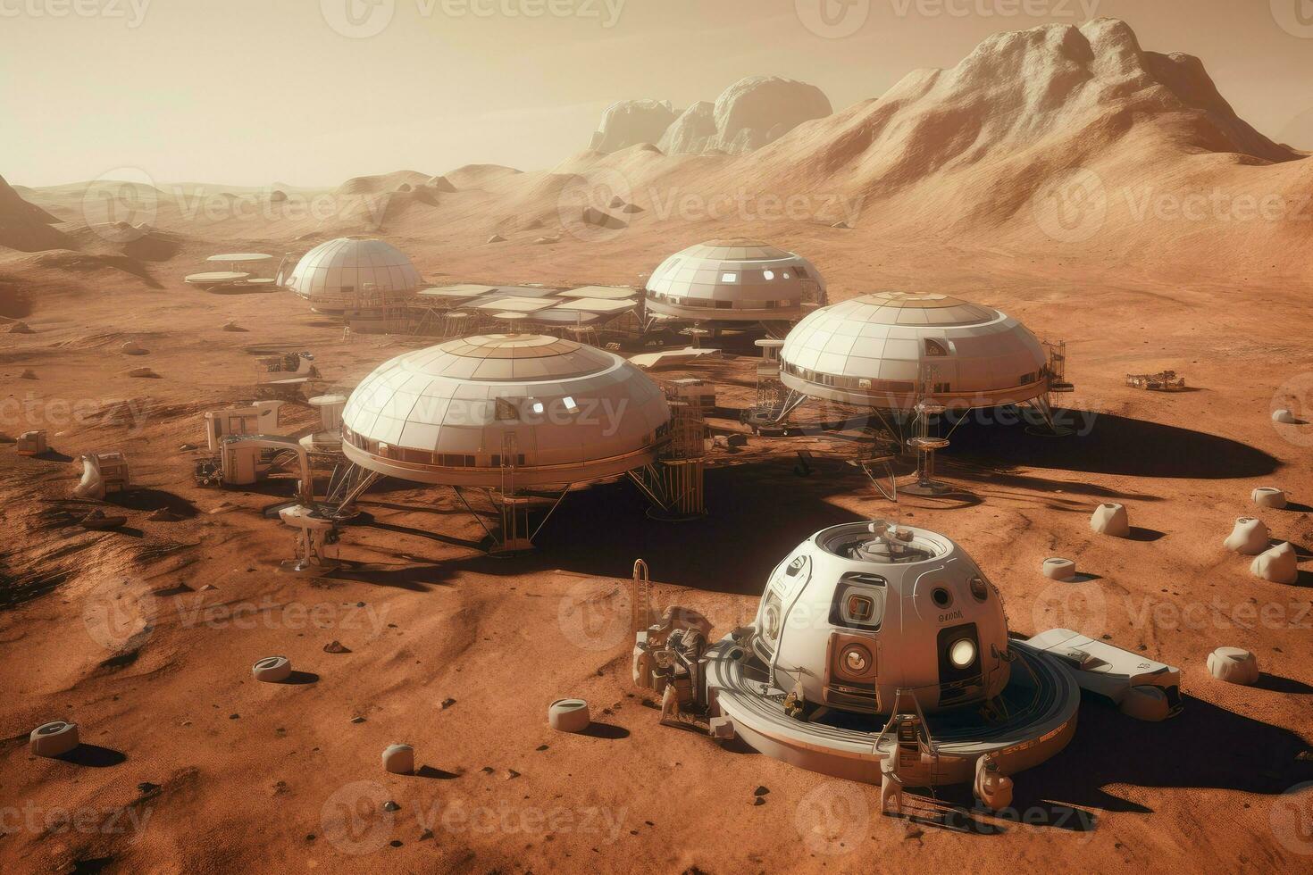 Colony base Mars desert. Generate Ai photo