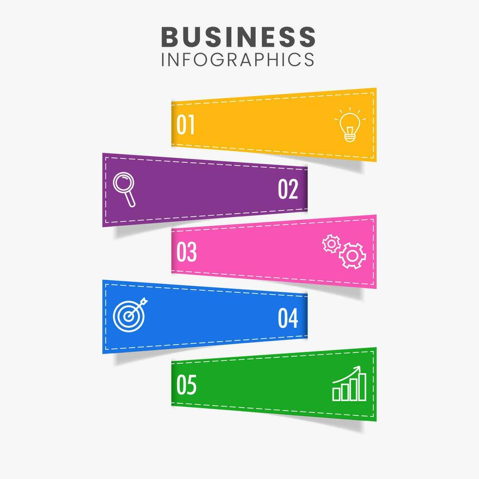 Business Infographics Template Layout With Five Color Options On White Background. vector