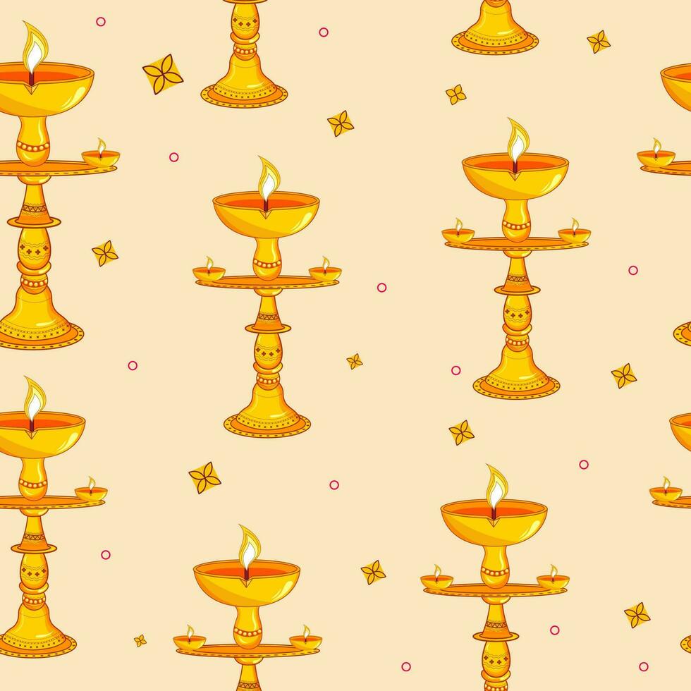 Seamless Illuminated Oil Lamps Stand Pattern Background. vector