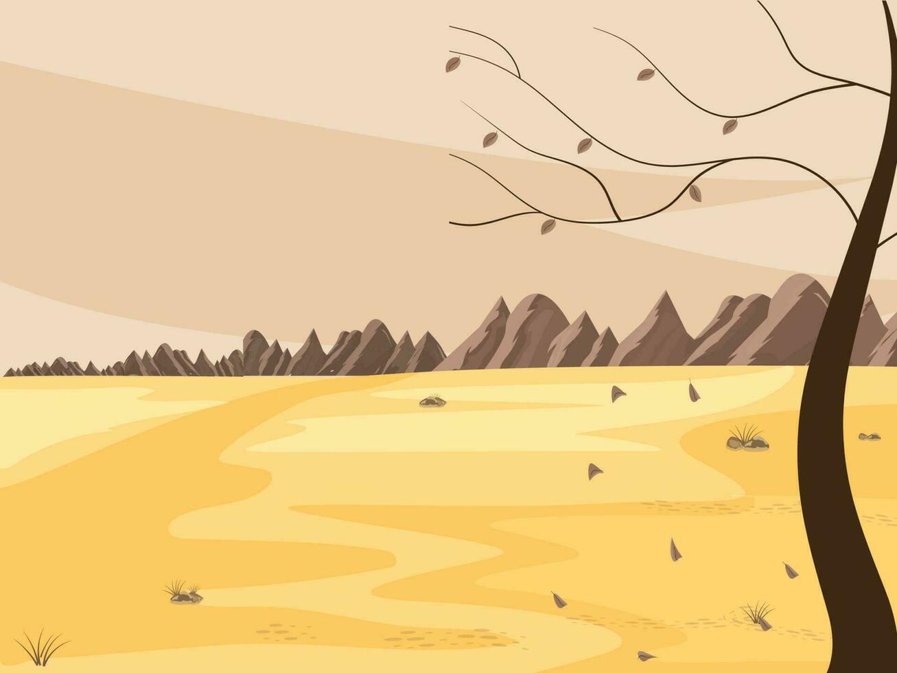 Autumn Landscape Background With Mountains. vector