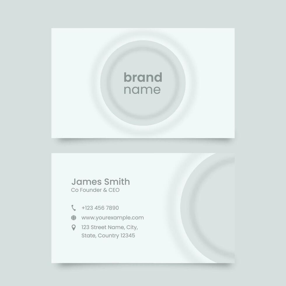 Neumorphic Business Card Template In White Color. vector