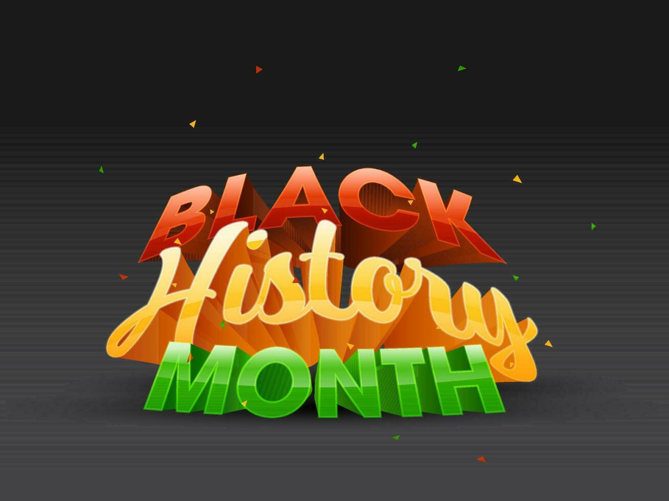 3D Style Black History Month Font On Black Background. vector
