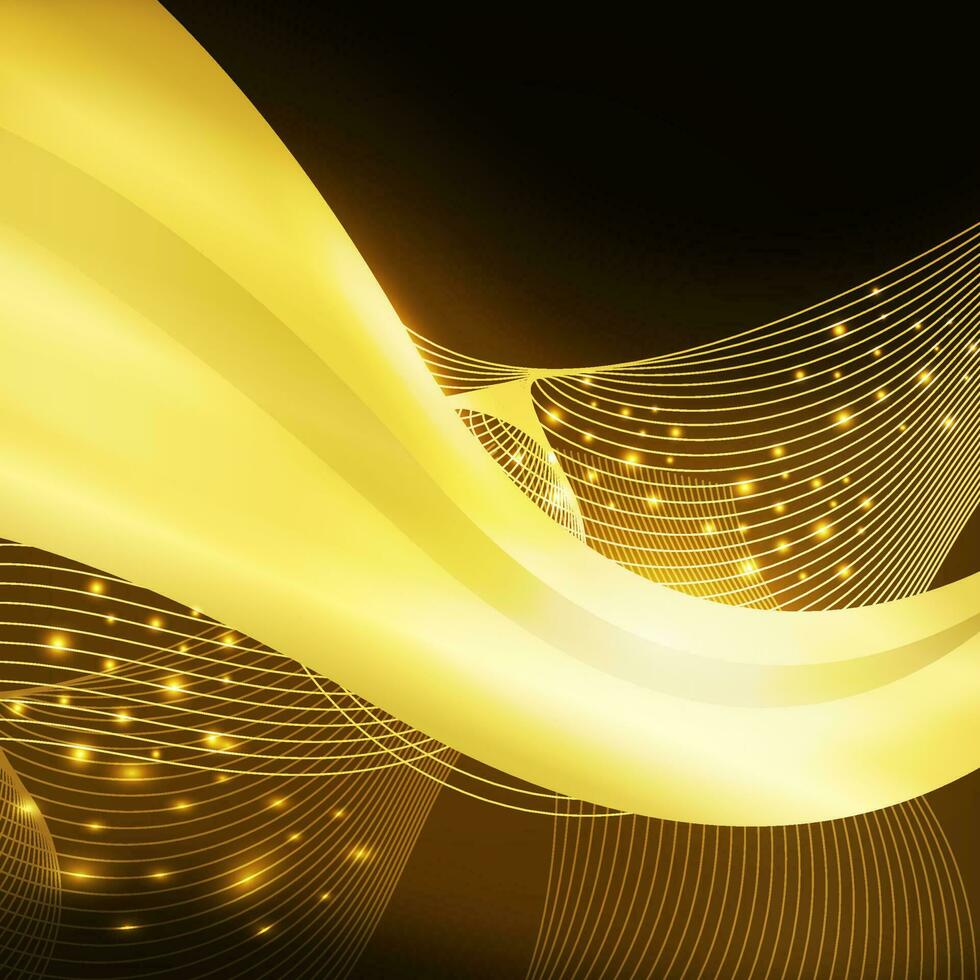 Abstract Golden Waves Background With Lights Effect. vector