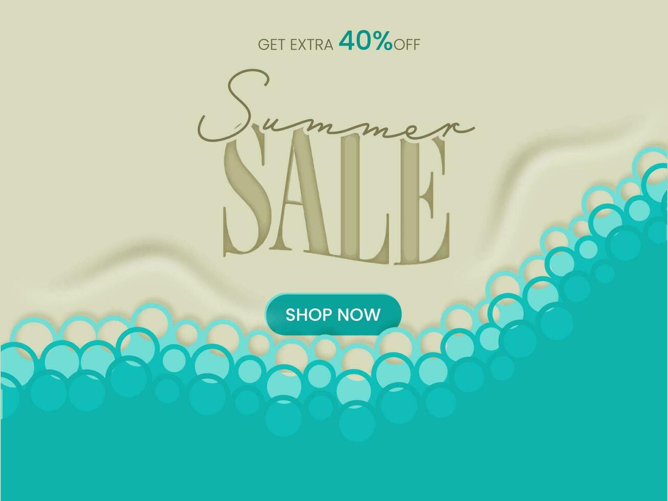 Summer Sale Poster Design With Get Extra Off On Beige And Turquoise Background. vector