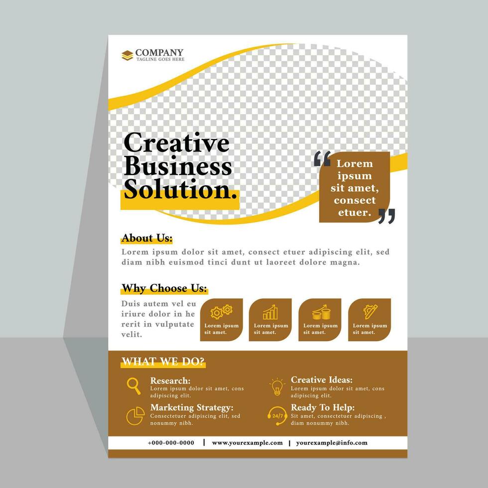 creativo negocio solución folleto modelo diseño con espacio para texto. vector