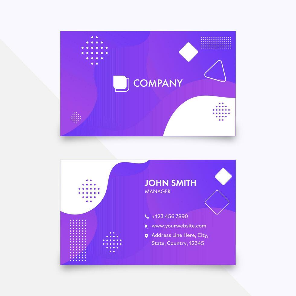 Purple And White Color Business Card Template Layout. vector