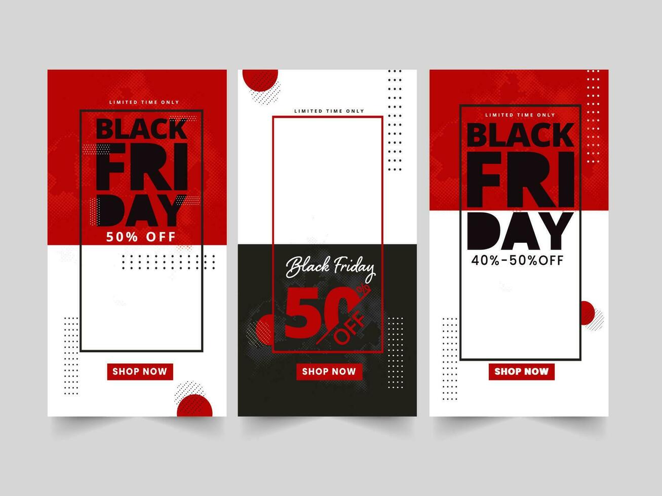 Black Friday Sale Post Or Template Design With Discount Offers In Three Options. vector
