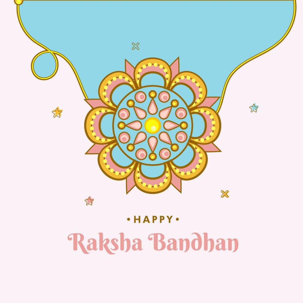 Happy Raksha Bandhan Poster Design With Floral Rakhi On Pink And Blue Background. vector