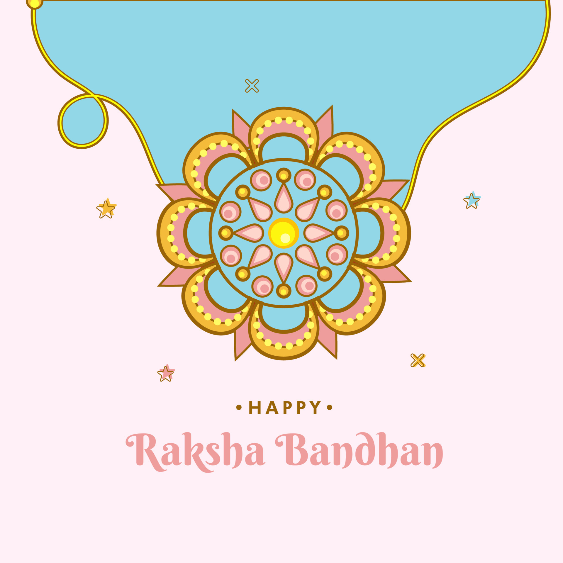 Happy Raksha Bandhan Poster Design With Floral Rakhi On Pink And Blue