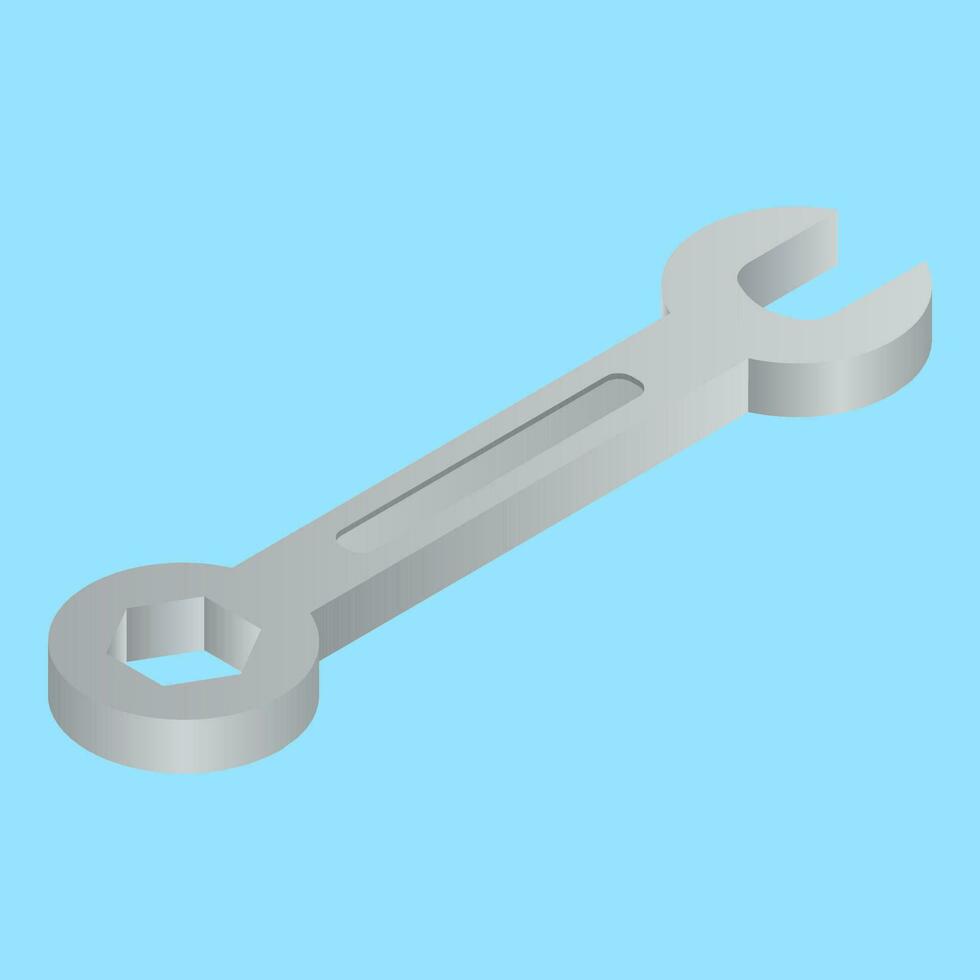 3D illustration of wrench icon in gray color. vector