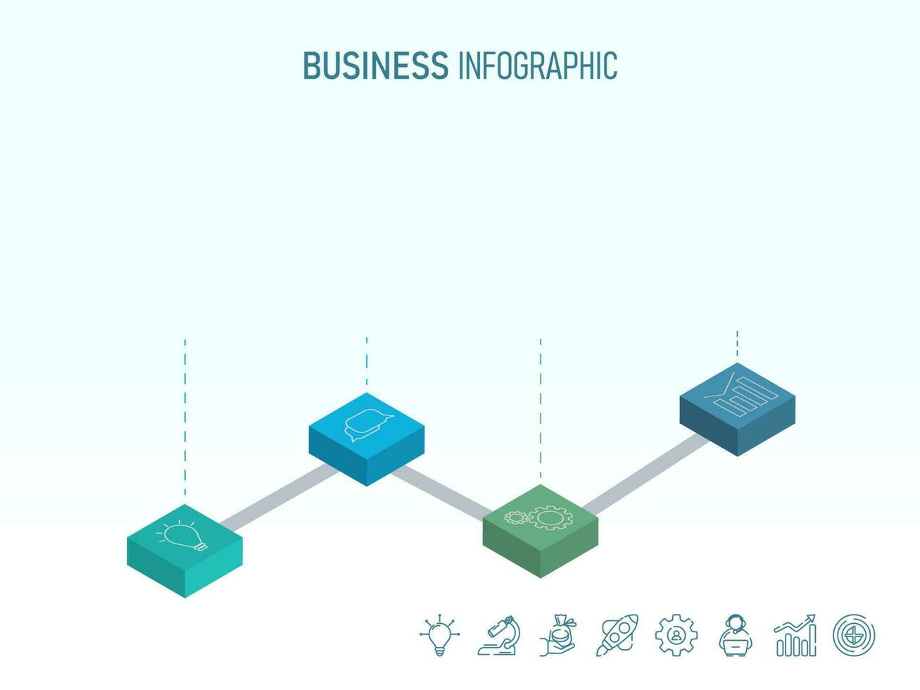 Business Infographic Timeline Template Layout With 3D Blockchain Icons. vector
