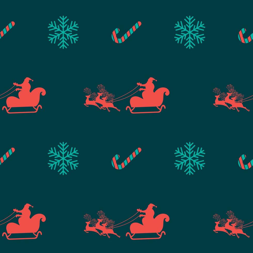 Seamless Christmas Theme Pattern Background In Blue And Red Color. vector